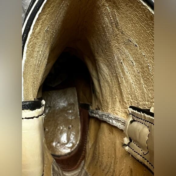 Vintage Justin Style #K5646 Leather Lizard Skin Cream  Western Cowboy Boots 11 D - Picture 8 of 9